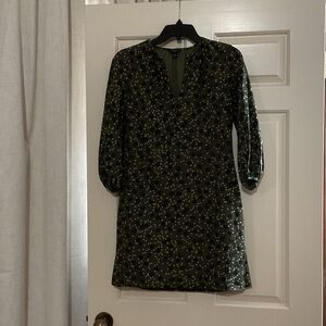 Ann Taylor Dark Green Floral Mini Dress